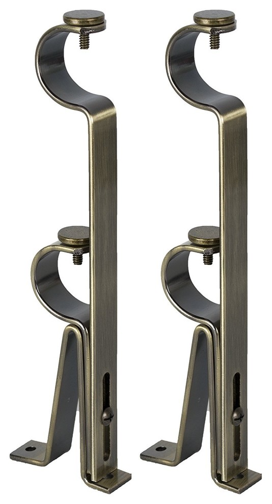 Urbanest Adjustable Double Rod Bracket, Up to 1 1/8", Antique Brass