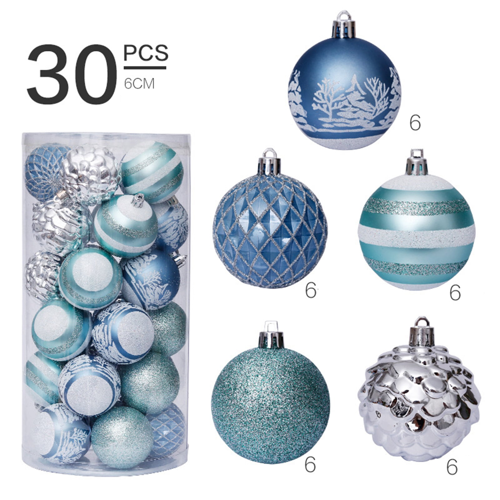 30Pcs Mixed Christmas Balls Baubles Tree Ornaments Hanging Christmas Decor Door 