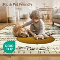 thumbnail image 4 of ODIKA 9'x12' Washable Area Rug Guitar Print Music Notes Vintage Border Retro Acoustic Motif for Master Suite, California King, Under Bed, Non-Shedding, Easy Care, 4 of 7