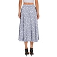 thumbnail image 4 of Yucgh Women's Bohemian Flower Print Midi Skirt with Pockets, Solid Color Casual Skirt, High Waisted Elastic Waist Skirt for Summer,Light Purple,XL, 4 of 4