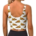 thumbnail image 3 of Haiem Pizza Pattern Womens Sports Bra - U Neck Padded Low Impact Yoga Bra Workout Crop Top Gym Moisture-Wicking Workout Vest -Medium, 3 of 9