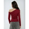 thumbnail image 5 of Asymmetrical Neck Long Sleeve Slim Fit Top, 5 of 6