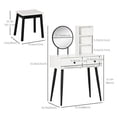 thumbnail image 3 of HOMCOM Vanity Set Dressing Table Set with Stool Mirror Drawers White, 3 of 10