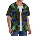 thumbnail image 2 of Pofeuu Peacock Feathers Print Mens Casual Short Sleeve Shirts Beach Summer Spread Collar Pocket Tops Men's Casual Short-sleeved Shirt-Small, 2 of 5