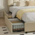 thumbnail image 6 of VECELO Upholstered Bed Frame with 4 Storage Drawers, King Size Modern Platform Bed Frame with Adjustable Headboard, No Box Spring Needed, Beige, 6 of 8