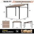 thumbnail image 3 of EastVita 10-10FT Gazebo Pergola Awnings for Patio Wall Mounted Gazebos Pergola on Clearance with Metal Frame Lean to Gazebo Patio Canopy Outdoor Pergolas for Patios Deck Porch Backyard, 3 of 5