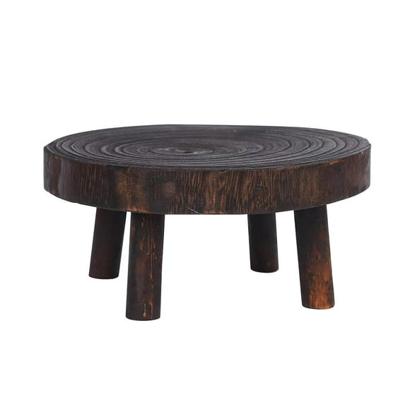 S SERENABLE Support de Plante en Bois Rustique Support de Jardinière Tabouret pour Plantes pour Intérieur Extérieur Bureau Brun 17cmx9cm