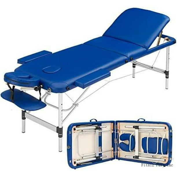 Portable Folding Massage Table, 3 Sections Reclining Spa Bed, Aluminum