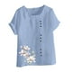 thumbnail image 4 of Vestidos Casuales Para Mujer, Blusas De Mujer De Moda Blusa informal de lino con cuello redondo, manga corta y botones para mujer, 4 of 4