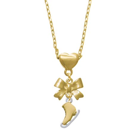 Delight Jewelry Two-tone 3-D Ice Skate Gold tone Heart Necklace Delight Jewelry Two-tone 3-D Ice Skate Gold tone Heart Necklace