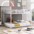 thumbnail image 2 of Full over Full Metal Bunk Bed, Low Bunk Bed with Ladder, White（Old SKU:MF197034AAK）, 2 of 7
