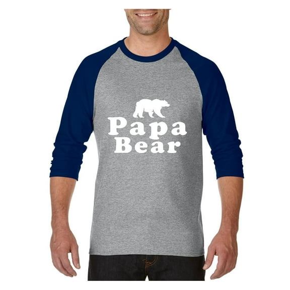 MmF - Mens Raglan Sleeve Baseball T-Shirts, up to Size 3XL - Papa Bear