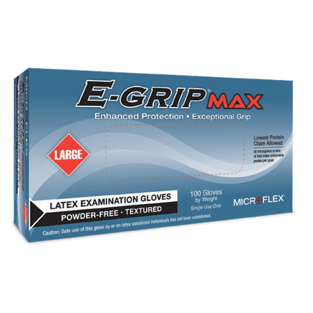 Microflex L922 E-GRIPMAX Powder-Free Latex Examination Gloves, Box of 100, Size Medium