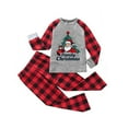 thumbnail image 3 of QIUOMBBP 2 Piece Christmas Family Matching Pajamas Sets Cute Xmas Graphic Long Sleeve Shirts Plaid Sleep Bottoms Holiday Outfits Gray, 3 of 6