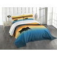 thumbnail image 3 of Ambesonne Nature Quilted Bedspread Set 3 Pcs, Sunset at Lake Fishing, Queen Size, Orange Blue, 3 of 5