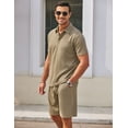 thumbnail image 6 of COOFANDY Men's Waffle Knit Polo Shirt and Shorts Set 2 Pieces Outfits Summer Suit Casual Tracksuit with Pockets, 6 of 6