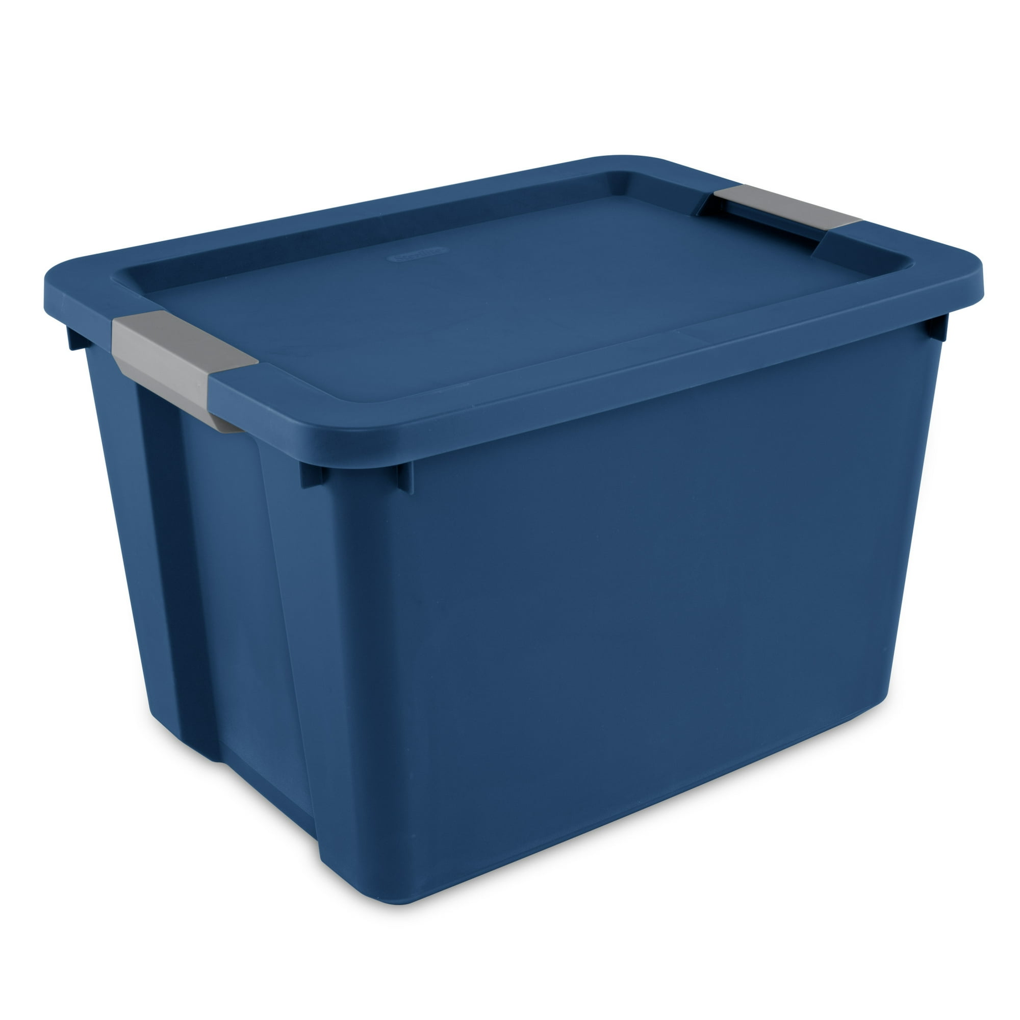 (2 pack) Sterilite 20 Gallon Large Storage Bin, Plastic Storage Container with Latch Lid, Blue