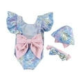 thumbnail image 1 of MIASHUI Girls Swimsuit Kids Mermaid One-Piece Bathing Suit with Bow,Blue,1-2 Years, 1 of 9