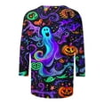 thumbnail image 4 of Inverlee Womens Halloween Shirts Plus Size Pumpkin Ghost Graphic Tees Classic Crewneck T-shirt 3/4 Sleeve Dressy Casual Blouse Tops Halloween Clothes, 4 of 5