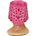 thumbnail image 3 of Luo Luo Womens Wedge Heel Sandals Fuschia Rhinestone Embellished Thongs, 3 of 4