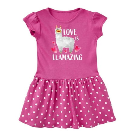 

Inktastic Valentine s Day Love is Llamazing with Cute Llama and Hearts Gift Baby Girl Dress