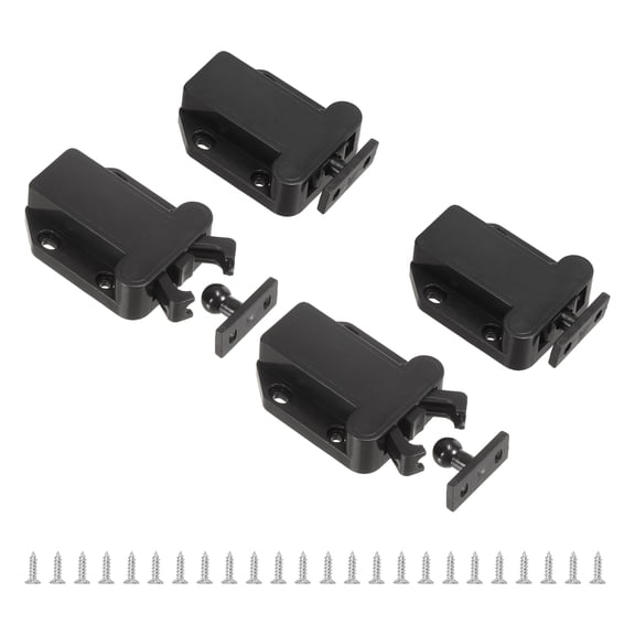 Uxcell Push Latch, (Black) (4 Pcs), Rebound Self-Locking Device Touch Latch Safe Push Latch, Suit for Cabinet/Drawer/Wardrobe/Kitchen Door