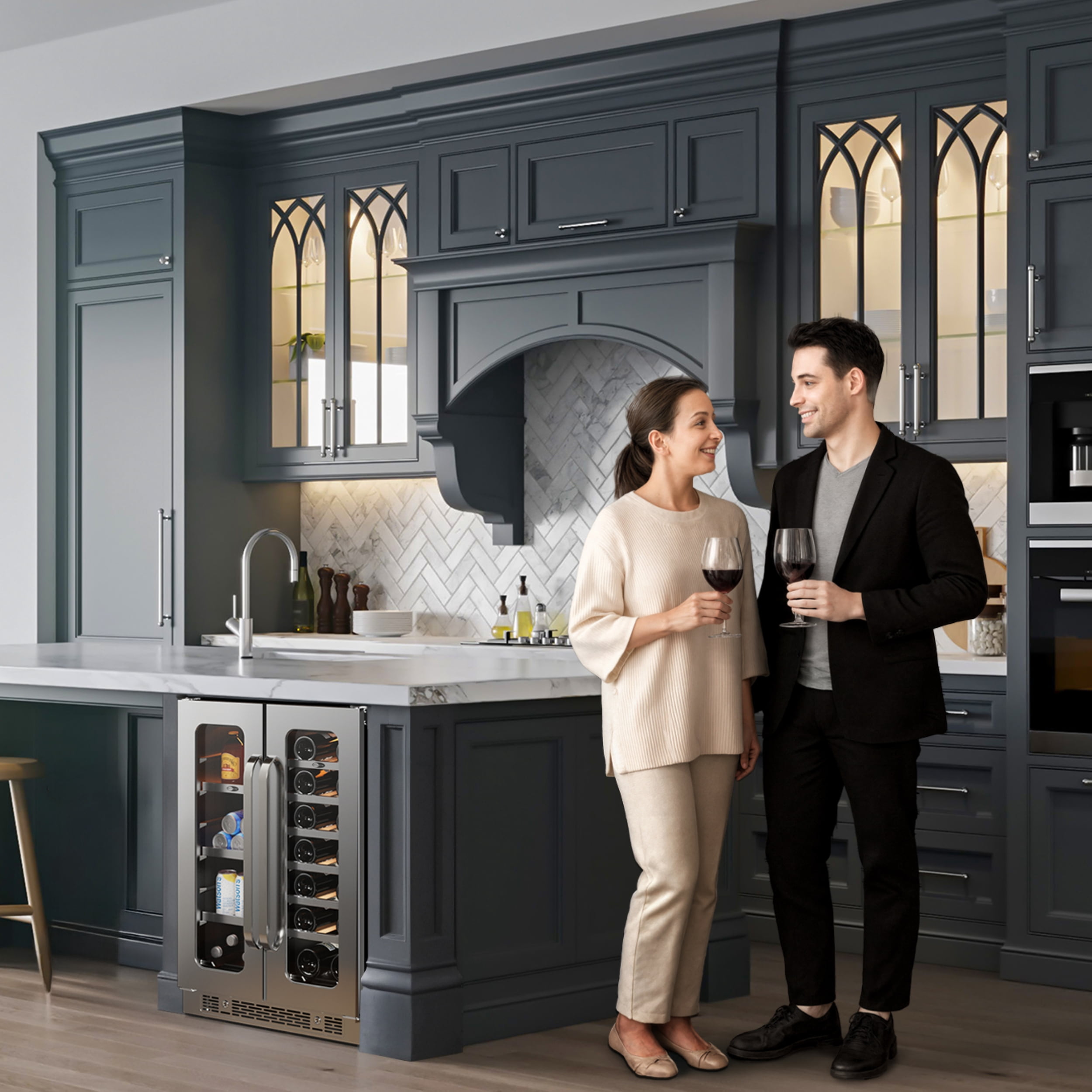 Whynter Wine and Beverage Refrigerator: 24 inch 20 Bottles 60 Cans Dual Zone Wine Fridge Glass Door for Beer Soda Wine Home Bar Office