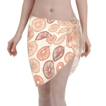 Qekee Mushrooms2 Women s Short Sarongs Cover Ups Sheer Bikini Wraps for Swimwear