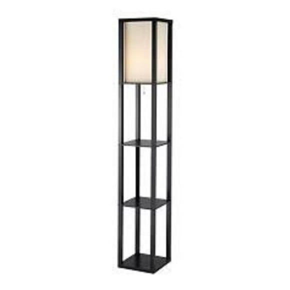 11.5" X 11.5" X 72" Black Wood Tall Shelf Floor Lamp