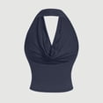 thumbnail image 4 of Women Halter Top Sexy Backless Tank Tops Cowl Neck Summer Going Out Outfits Cami Tops (XS,Dark Blue), 4 of 7