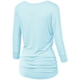 thumbnail image 2 of Made by Johnny Women's Boat Neck 3/4 Sleeve Draped Dolman Top with Side Shirring Premium Shirt XS AQUA, 2 of 6