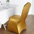 thumbnail image 3 of Efavormart High Quality Premium Stretchy Spandex Fitted Gold Banquet Chair Cover For Wedding Party Event Catering - Metallic Gold, 3 of 11
