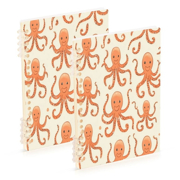 Notebook 8.3x5.7x0.4 Inch One Sizex1 Journey Note Diary Hardcover Notebook 60 Pages,80g Paper Writing Smooth and Not Easy to Break Cartoon Orange Octopus