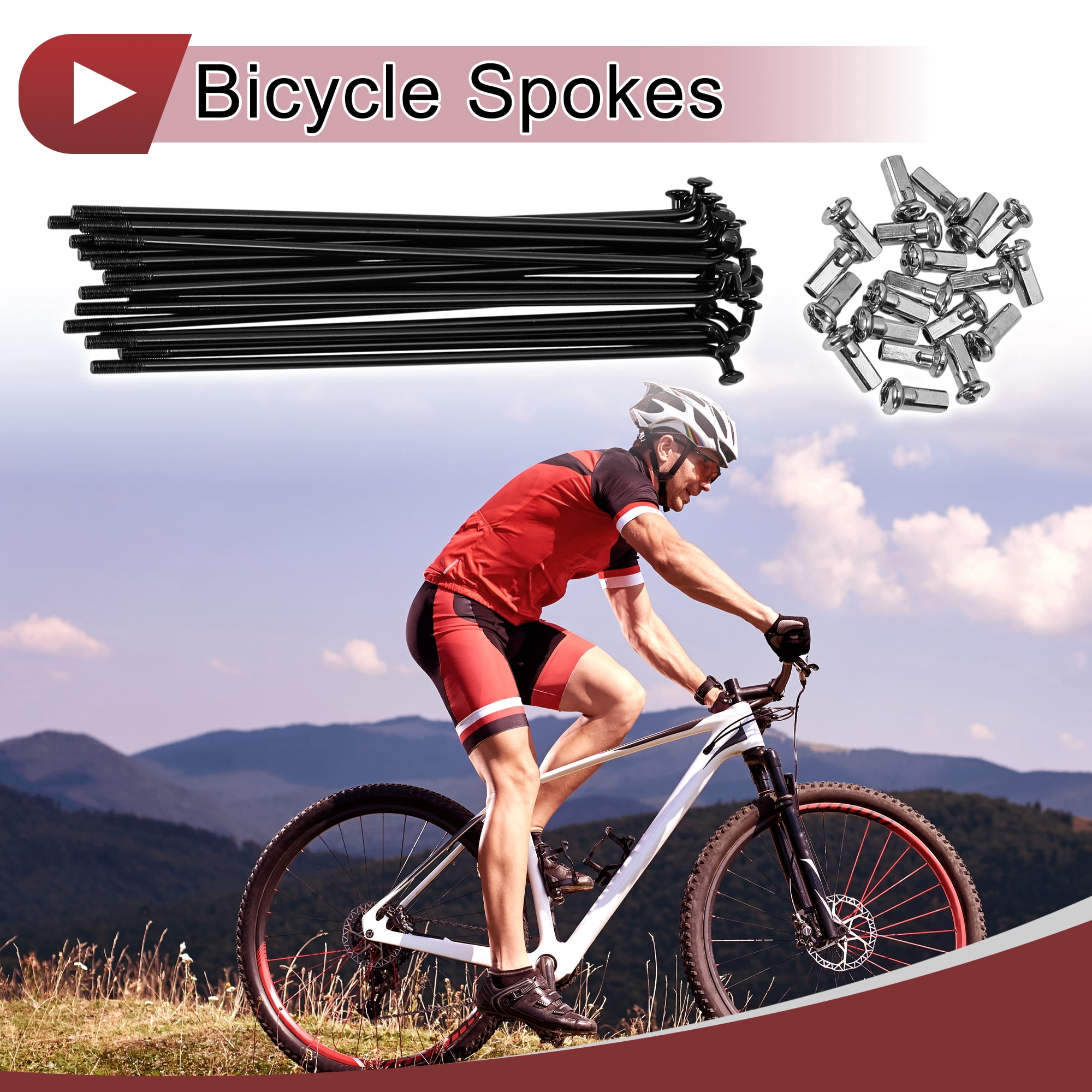 Unique Bargains 20Pcs 12G Bicycle Spokes Bike Wheel Spokes Carbon Steel Black 5.12"