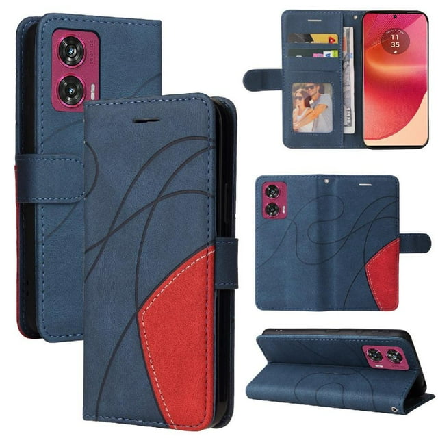 GANGXUN Flip Case for Motorola Edge 50 Fushion 5G – Leather Wallet Cover with Card Slots, Kickstand & Color Stitching Protective Folio