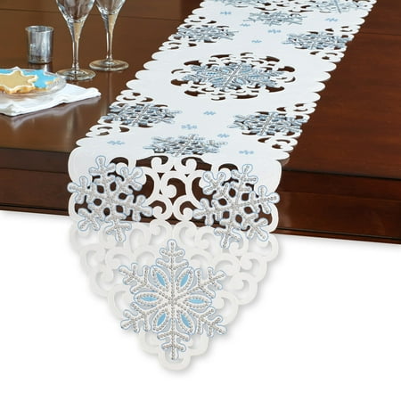 table linens snowflakes runner sequin christmas etc collections elegant walmart