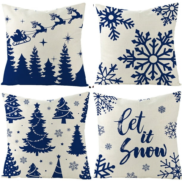 Clearance！EQWLJWE Christmas Pillow Covers 18×18 Set of 4 Christmas