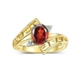 thumbnail image 1 of RYLOS Rings for Women 14K Gold Plated Silver Greek Key Designer Ring 9X7MM Gemstone & Diamond Ring January Garnet Jewelry Size 9, 1 of 7