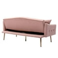 thumbnail image 4 of Convertible Velvet Futon Sofa Bed Modern European Style Loveseat Accent Sofa Tufted Button Back Sleeper Sofa Comfy Couch For Living Room Bedroom Guest Room Furniture, Pink, 4 of 7