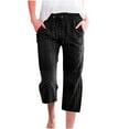 thumbnail image 2 of Qzwdhjm Eyelet Capris Pants for Women Comfy Straight Leg Capris Drawstring Elastic Waist Loose Casual Pants for Lounge, 2 of 6