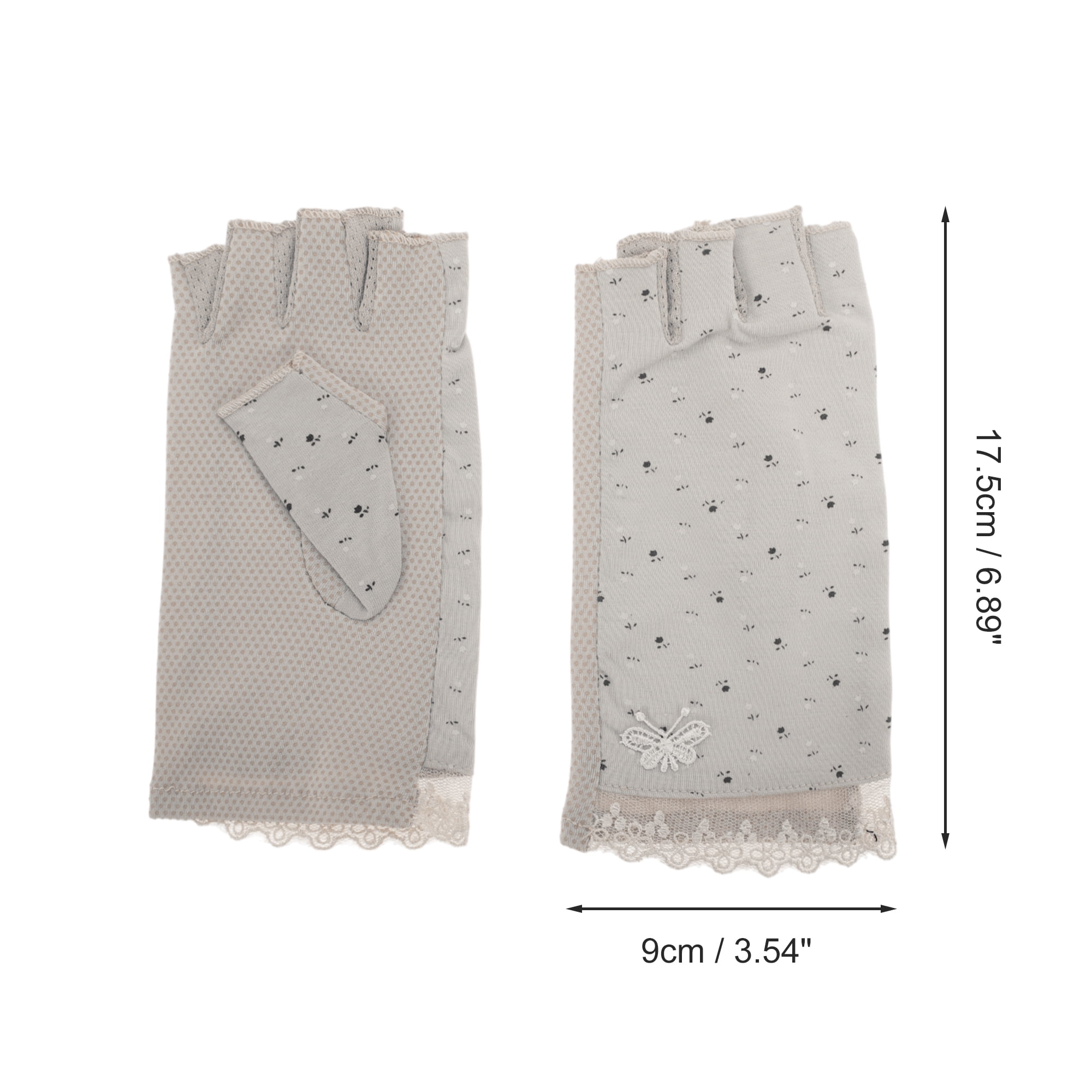Unique Bargains Anti-slip Half Finger Manicure Gloves 1 Pair Light Gray
