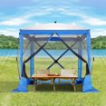 thumbnail image 5 of HOTEEL 6x6 ft Pop Up Gazebo Screen House Tent for Camping with 3 Sidewalls and Mosquito Netting, Waterproof, UV Resistant, Portable Carry Bag, for Outdoor Camping, Lawn and Backyard, Blue, 5 of 13