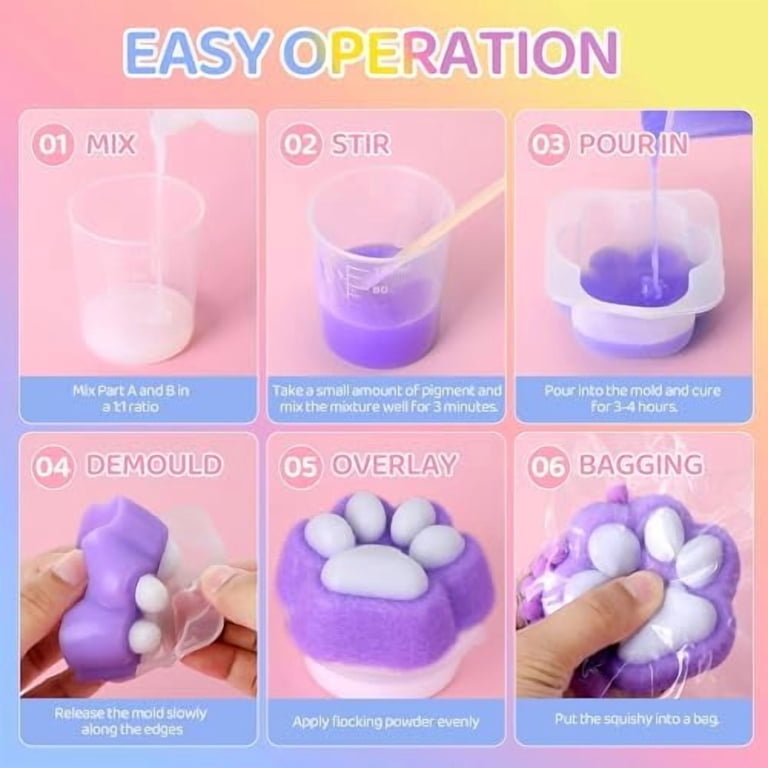 AllisWay Taba Squishy Kit, Squishy Patte de Chat, Fabrique a Squishy Contient Un Moule à Griffes de Chat, Adapté à la Production de Patte de Chat Squishys, Divers Types de Squishys DIY