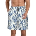thumbnail image 1 of Balery Vintage Floral Birds Traje de Baño Estilo Hawaiano para Hombre, Shorts de Secado Rápido con Bolsillos-Small, 1 of 6
