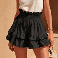 thumbnail image 3 of Women's Dressy Shorts Butterfly Leaf Frenulum Summer High Waisted Shorts Casual Beach Shorts Ruffle Hem Elagant Work Trouser Shorts with Pocket, 3 of 5