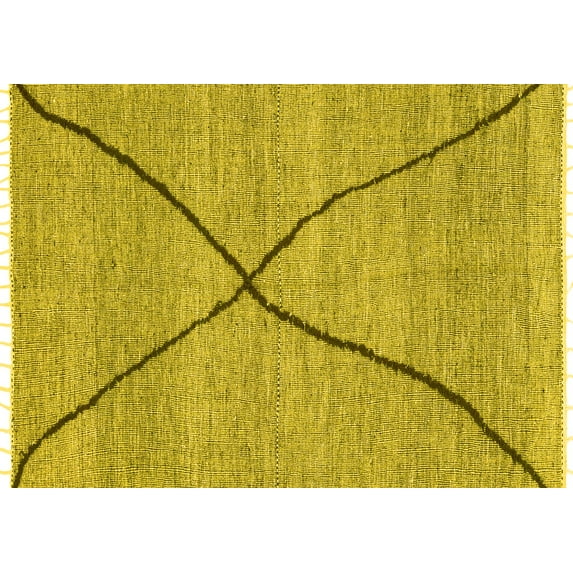 Ahgly Company Machine Washable Indoor Rectangle Abstract Yellow Modern Area Rugs, 2' x 5'