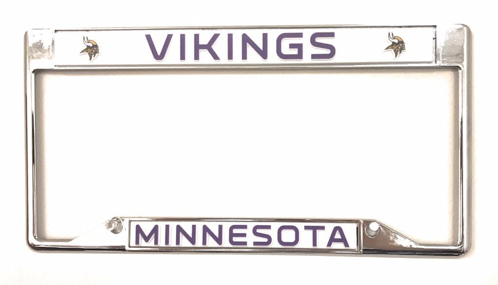 2PCS Minnesota Vikings Liscense Plate Frames Universal Fit Aluminum Tag Covers