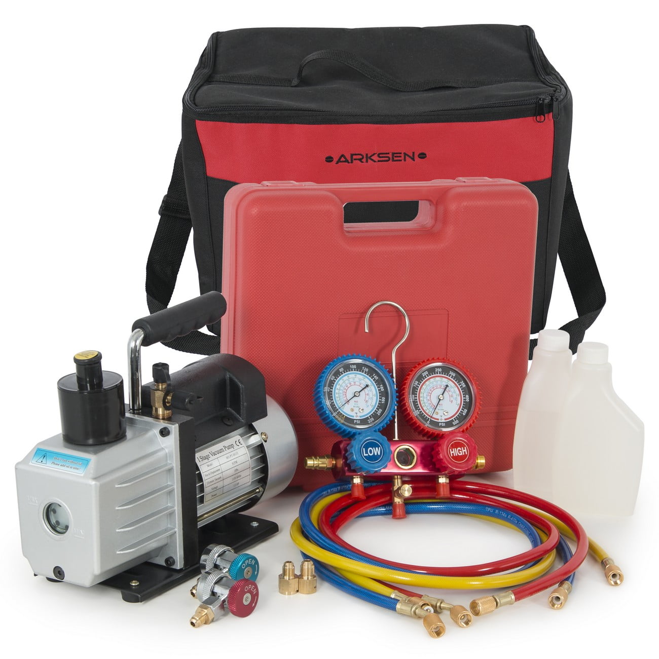 Carrying Tote R134a ARKSEN 5CFM Single Stage Vacuum Pump HVAC A/C