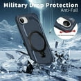 thumbnail image 2 of Designed For iPhone 16e Phone Case,With 360° Spin Magnetic Stand Ring Kickstand,Fit for Mag-Safe,Military Grade Shockproof Heavy Duty Dropproof Tough Rugged Phone Case,Darkblue, 2 of 6