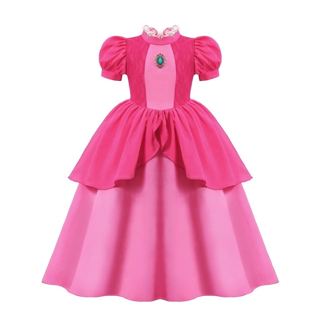 Vestido de princesa de melocotón para niñas, traje de Cosplay de Margarita Rosalina, Con cómic, para fiesta de Halloween